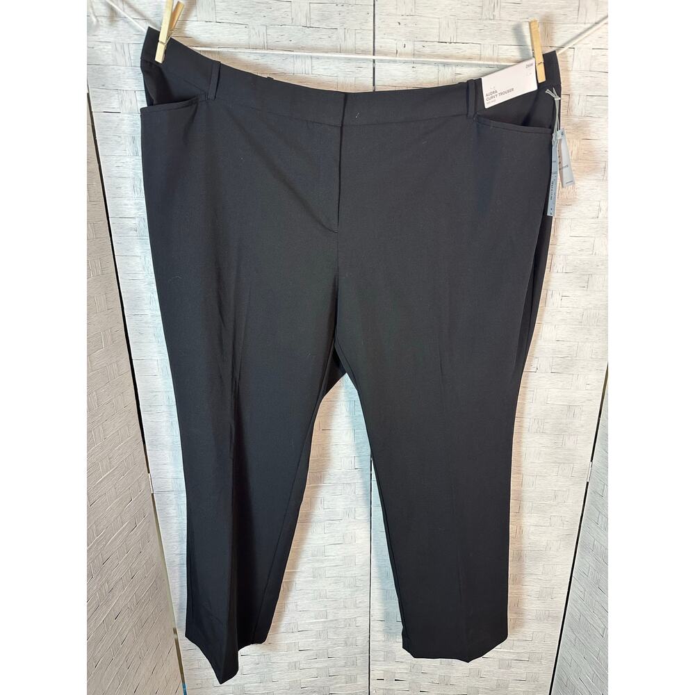 Liz Claiborne womens black pants high waisted pockets straight leg plus size